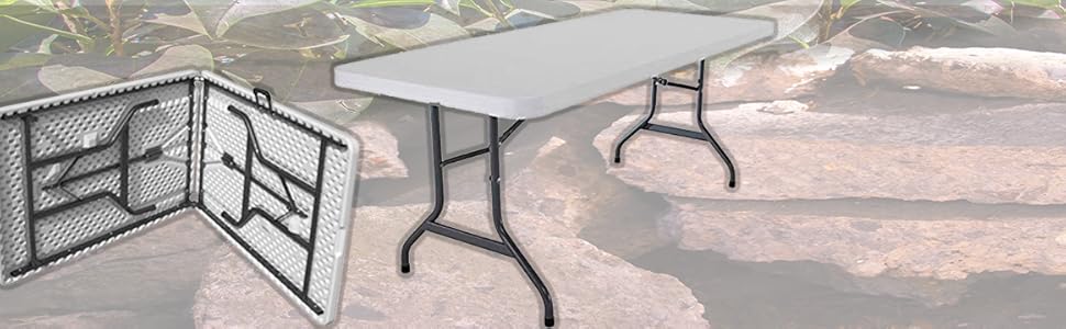 Mesa Plegable Pl&aacute;stico Port&aacute;til Tipo Portafolio 1.80 Metros Largo Excelente Calidad Resistente