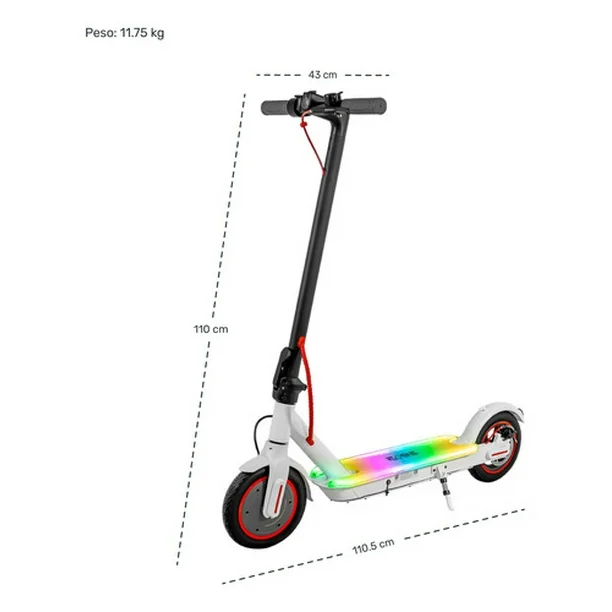Scooter Eléctrico Monopatin Plegable E-Be 30km Luz Led 350w Blanco