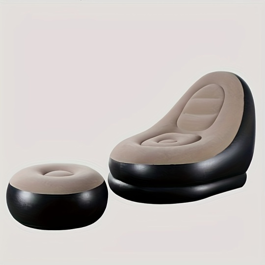 1set Inflatable Lounger Sofa Portable Lazy Slip-on Sofa Color Boxed Modern Casual Home Outdoor Camping Movable Flocking Sofa