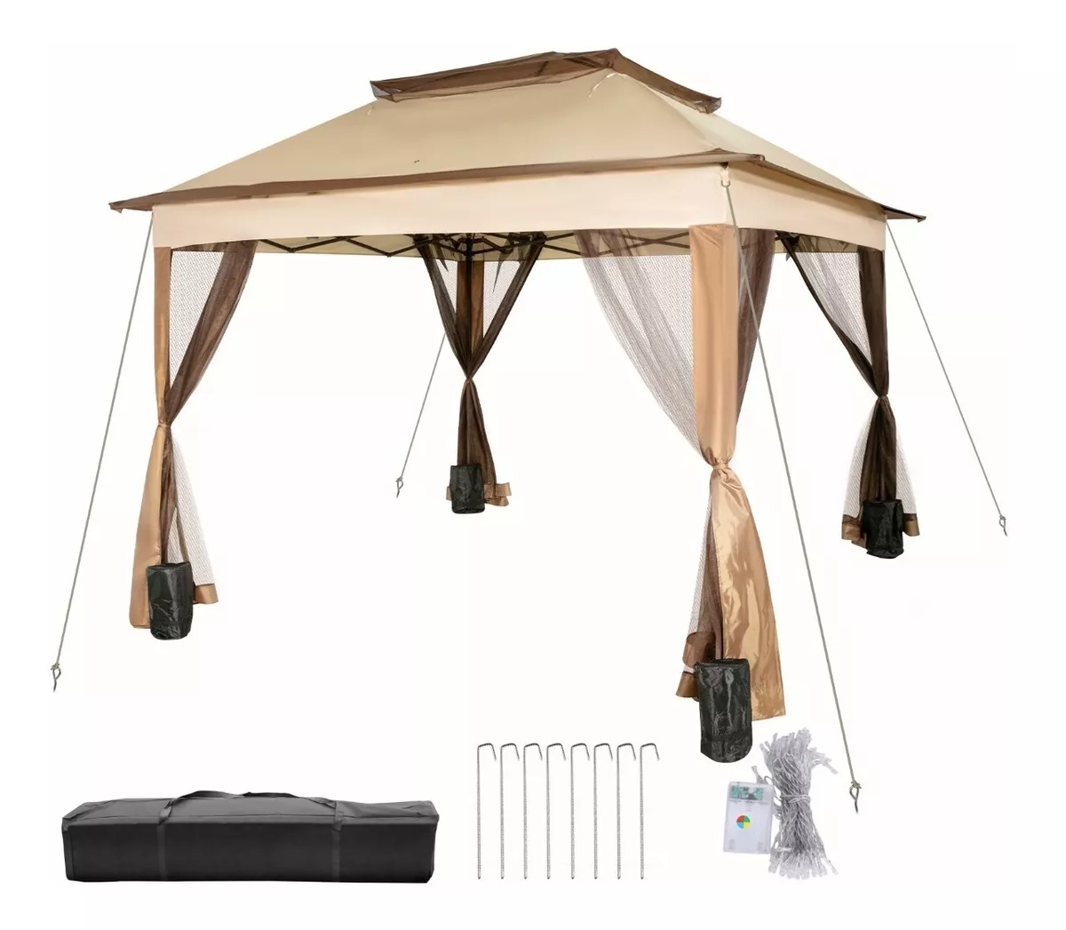 Toldo de tienda impermeable plegable reforzado Vevor 3,3 m * 3,3 m