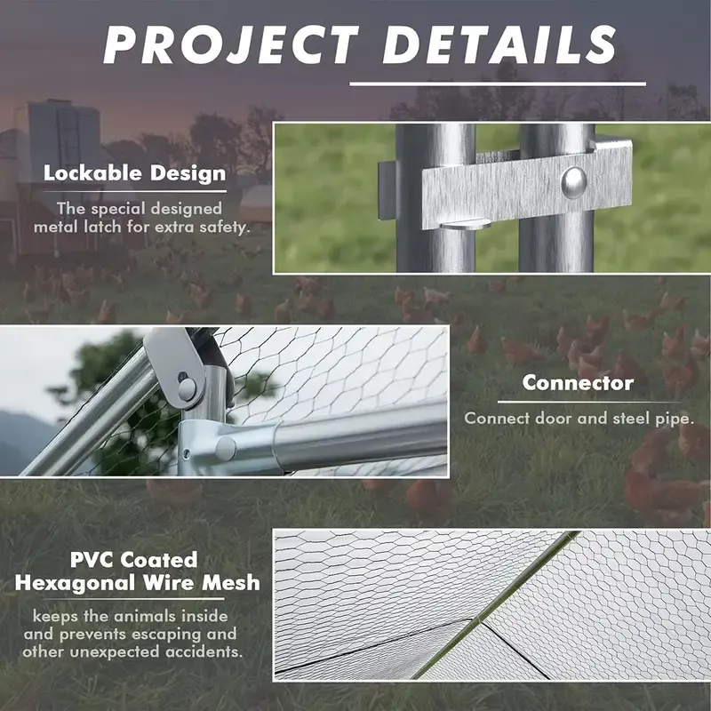 Pequeño gallinero de metal LEMBERI, corral para gallinas, jaula de alambre galvanizado para gallinas y patos, jaulas para conejos con cubierta impermeable y antiultravioleta para exteriores, patio trasero y granja