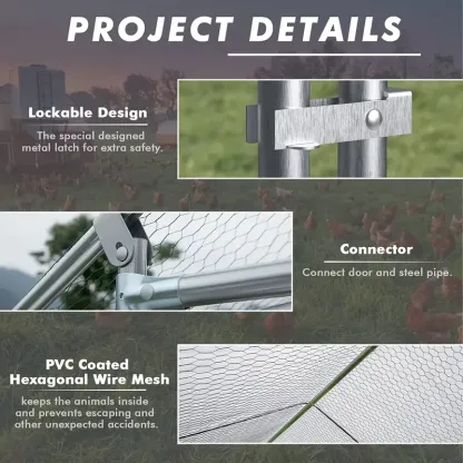 Pequeño gallinero de metal LEMBERI, corral para gallinas, jaula de alambre galvanizado para gallinas y patos, jaulas para conejos con cubierta impermeable y antiultravioleta para exteriores, patio trasero y granja