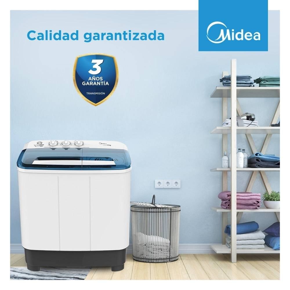 Lavadora Midea Doble Tina 11 Kg Blanca