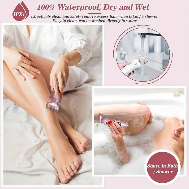 Afeitadora el&eacute;ctrica para mujeres para piernas Recortadora de bikini el&eacute;ctrica para mujeres Axilas p&uacute;blicas Recargable para mujeres Afeitadora h&uacute;meda y seca   inal&aacute;mbrica con cabezal desmontable (rosa) detalles 6