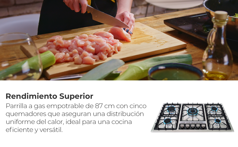 SUPRA Parrilla a Gas Empotrable de 87 cm con 5 Quemadores