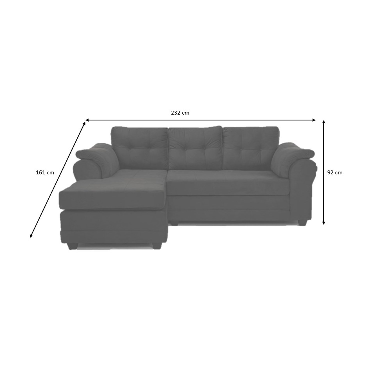 Sofá Seccional Intercambiable Queen Felpa Negro