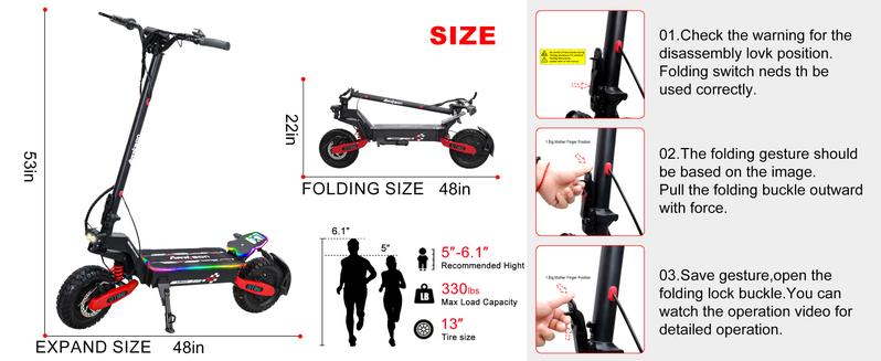 Electric scooter, 40 miles of range, 28 miles per hour, 1200W maximum motor, 11-inch pneumatic tires, LED screen design, double suspension, maximum load capacity 330 pounds, adult commuting electric scooter