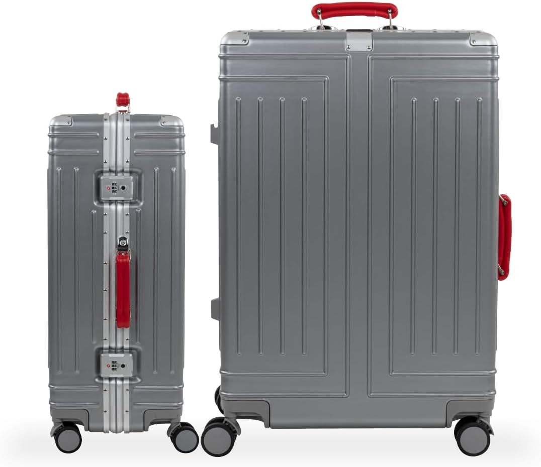 Set de 2 Maletas Premium 20 y 26 Pulgadas Equipaje de mano Con Candado TSA Compartimiento Para Laptop USB Ruedas Giratorias (Rojo)-#17011001901303020502#