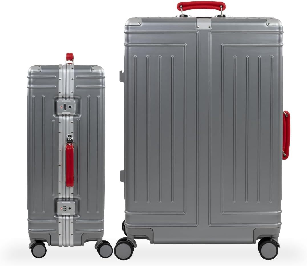 Set de 2 Maletas Premium 20 y 26 Pulgadas Equipaje de mano Con Candado TSA Compartimiento Para Laptop USB Ruedas Giratorias (Rojo)-#17011001901303020502#