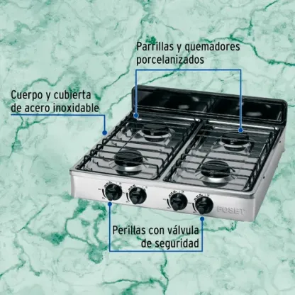 Kit Parrilla 4 Quedamores C/ Tanque Gas 9kg Y Instalacion