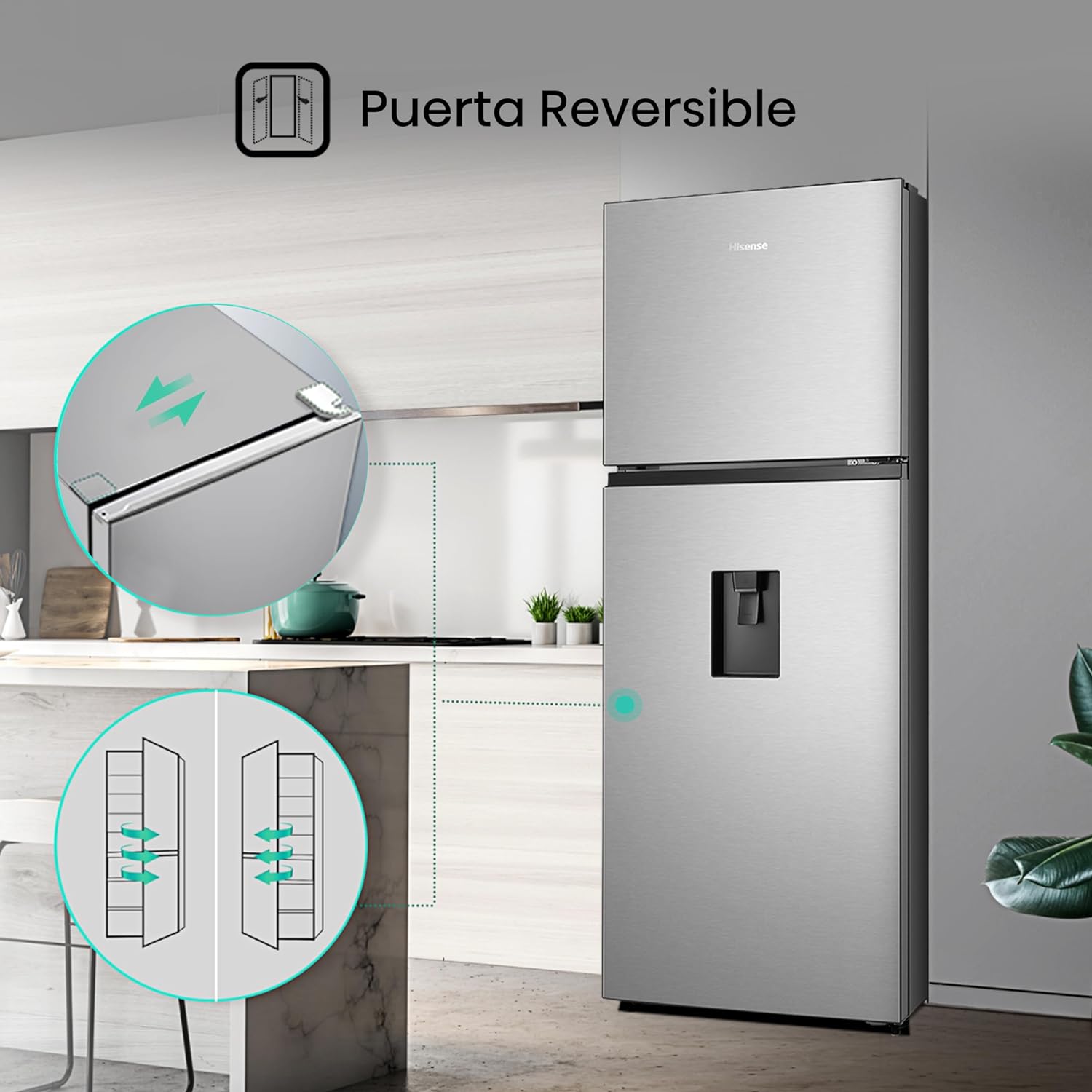 Refrigerador Top Mount Hisense 9 Pies Cúbicos Tecnología No Frost RT90N6WKX2