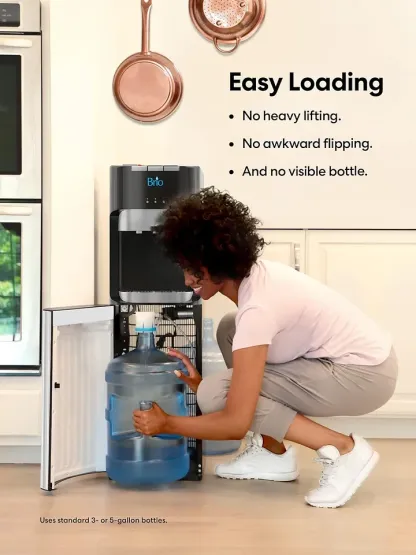 Brio - Dispensador de agua para enfriador de agua de carga inferior, serie esencial, 3 ajustes de temperatura, agua caliente, fría y fría, aprobado por UL/Energy Star