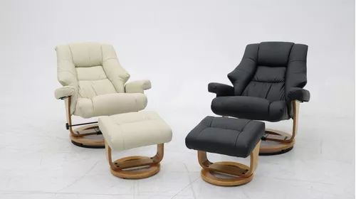 Sillon Reclinable Elegante Giratorio Otoman Taburete Vanlig Color Beige Diseo De La Tela Lujo Vinipiel