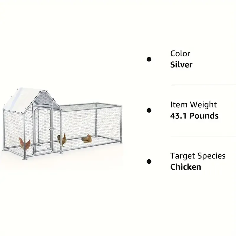 Pequeño gallinero de metal LEMBERI, corral para gallinas, jaula de alambre galvanizado para gallinas y patos, jaulas para conejos con cubierta impermeable y antiultravioleta para exteriores, patio trasero y granja