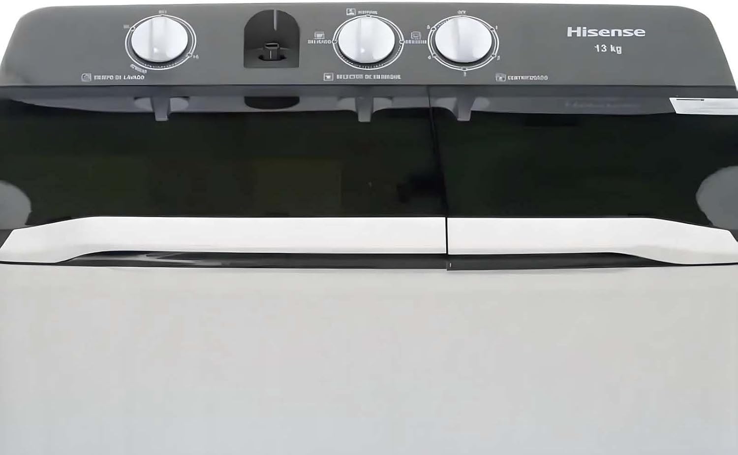 Lavadora Automatica Hisense doble tina 13 KG, carga superior, Blanca/Gris, modelo WSA1302P