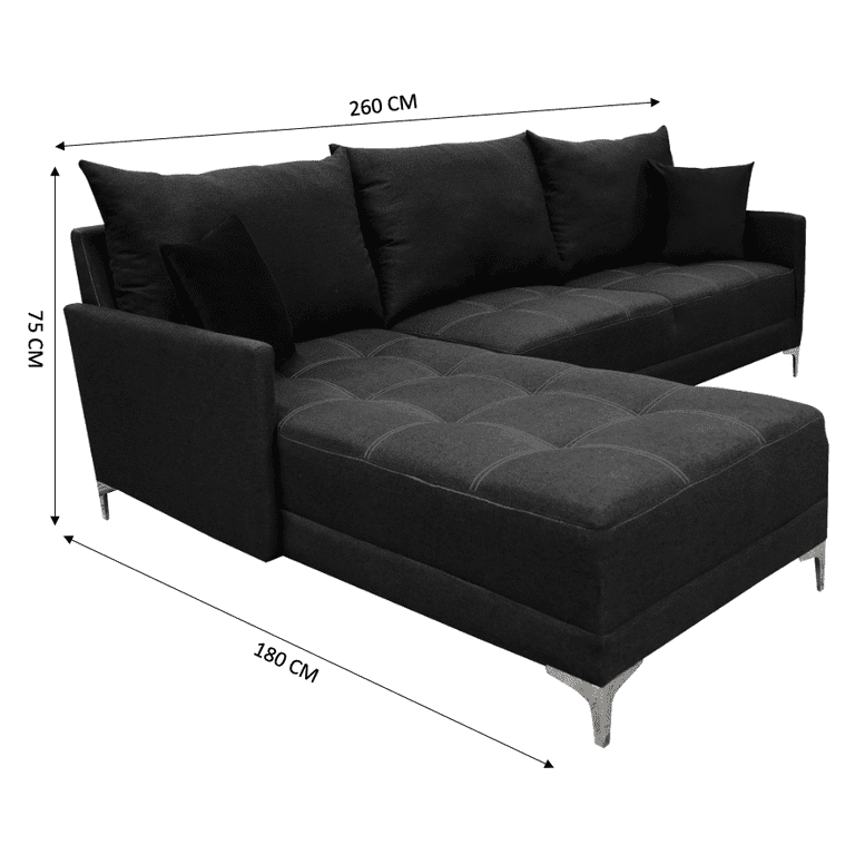 Sala esquinera Caslon Gris Oxford, 260x180 cm, Lino nacional, Modular El Bazar Store Moderna abotonada en esquina