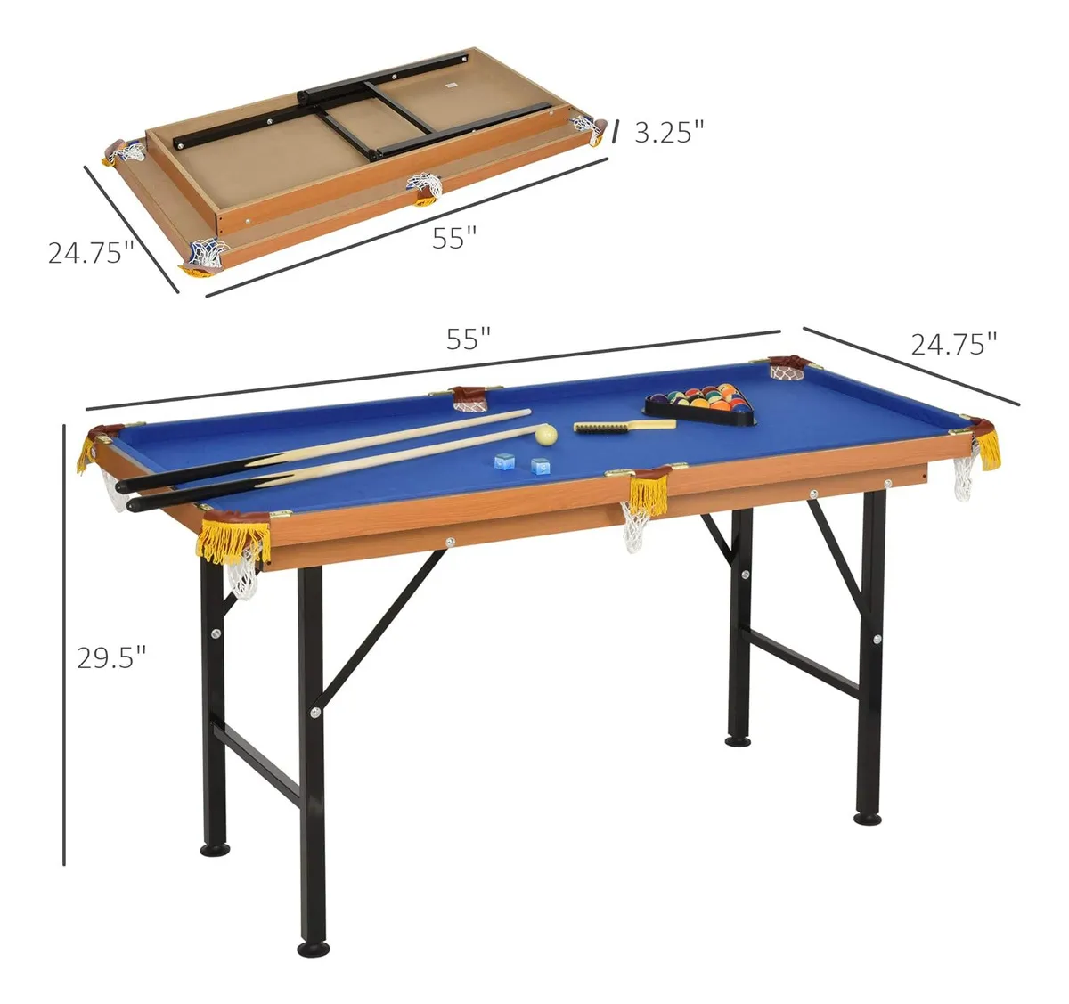 Soozier Mesa De Billar Plegable Portatil De 55 Pulgadas Para