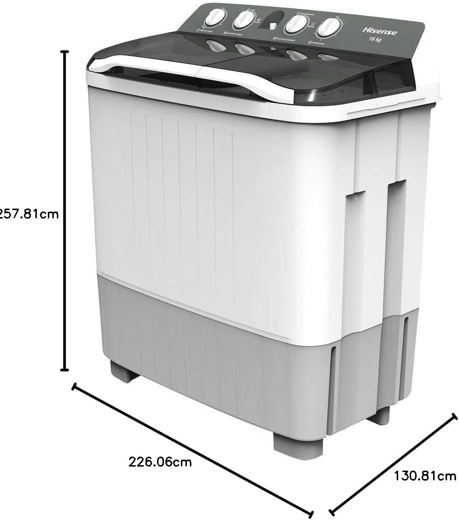 Lavadora Automatica Hisense doble tina 13 KG, carga superior, Blanca/Gris, modelo WSA1302P