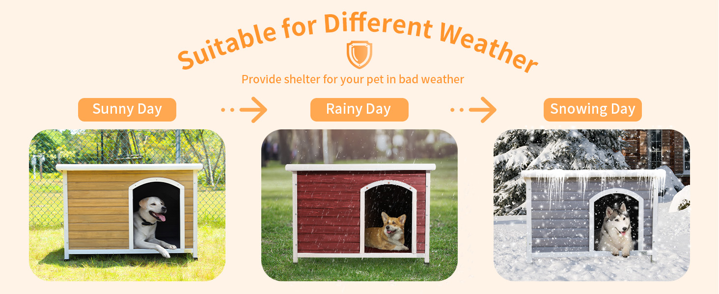 Petsfit - Casa de madera para perros, perrera para mascotas al aire &uacute;ltima intervensi&oacute;n, madera maciza, resistente a la intemperie