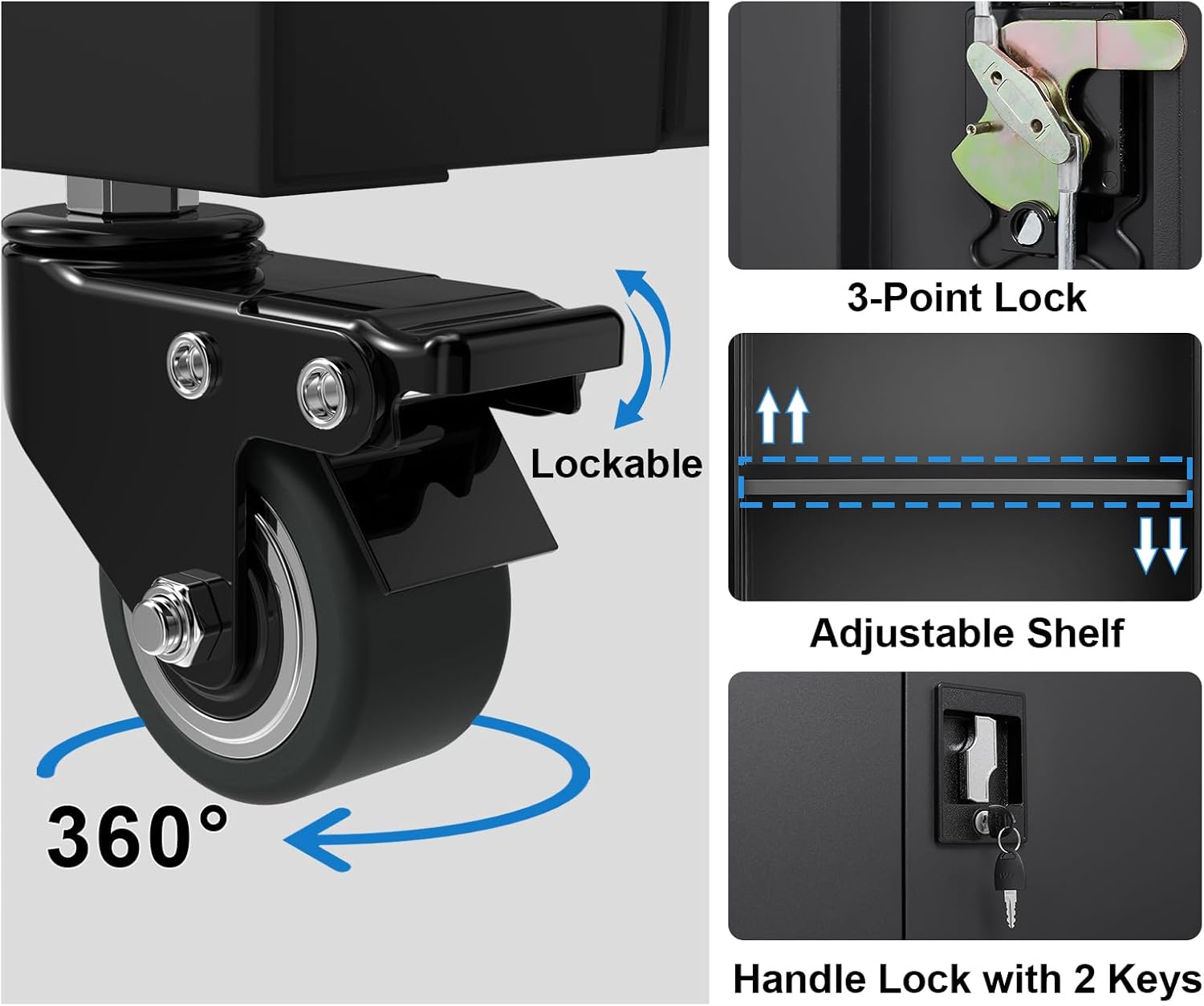 GREATMEET - clóset de almacenamiento de pared de metal con cerradura,armarios de almacenamiento de metal blanco con 1 estante ajustable y 2 puertas,gabinete de acero,desmontar H27.95 White