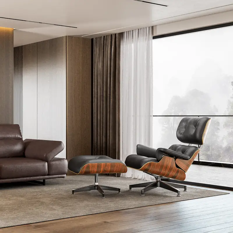 Sill&oacute;n reclinable de cuero genuino con  ,   sill&oacute;n reclinable con reposabrazos ancho, sill&oacute;n de acento moderno de mediados de   con base de soporte de alta resistencia para  , dormitorio, oficina detalles 1