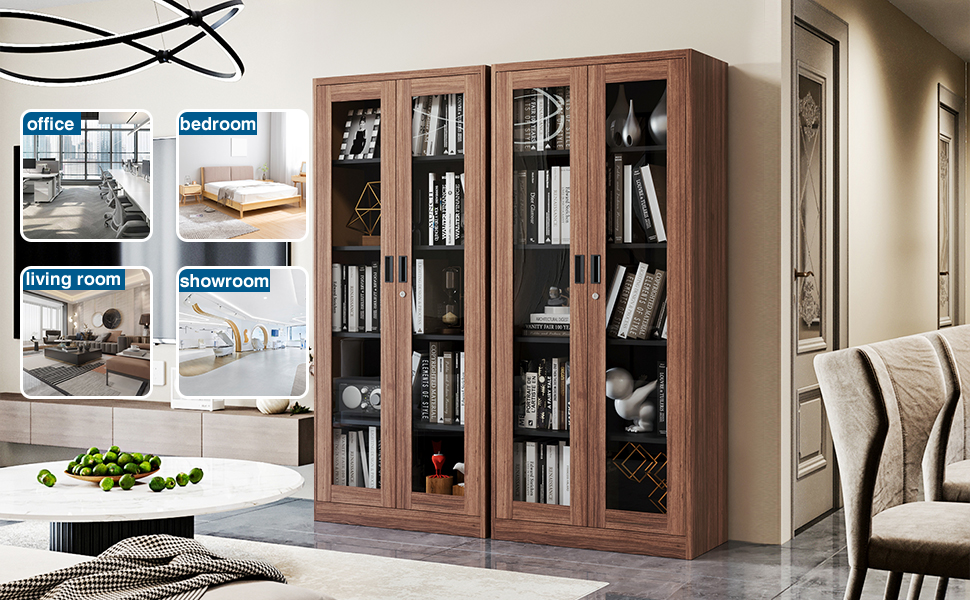 cl&oacute;set de almacenamiento de metal con puerta de vidrio