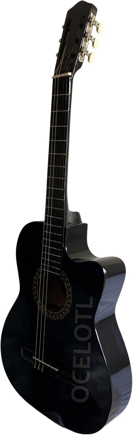 Guitarra Acústica Curva Ocelotl® Paquete Vital De Accesorios (Negro)
