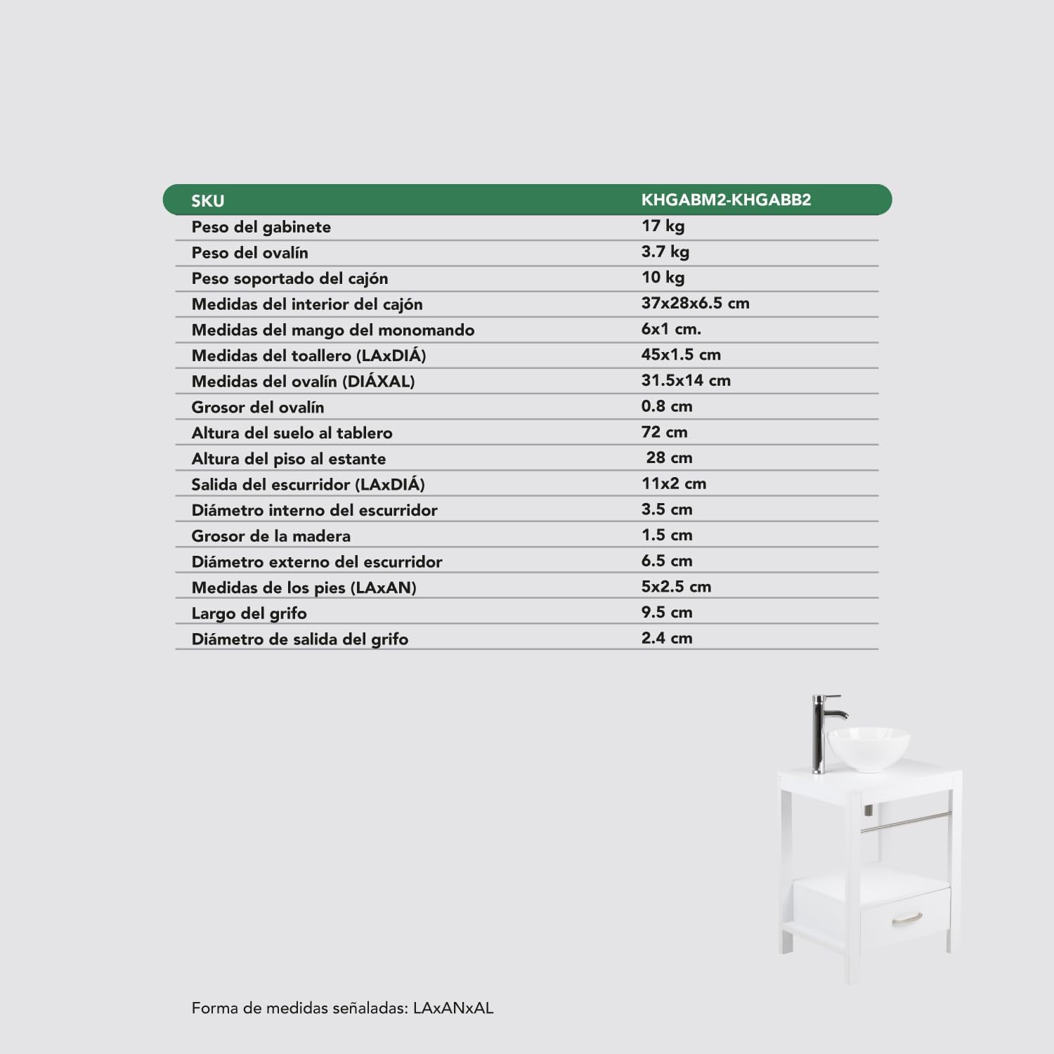 Kingshouse | Gabinete para Baño con Ovalín y Monomando – Mueble de Baño Lavamanos con 2 Cajones – Lavabo – Gabiente Organizador - Color Gris Mate – Fibra de Madera MDF – Lavamanos De Cerámica