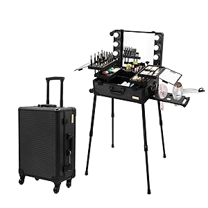estuche de maquillaje iluminado con soporte