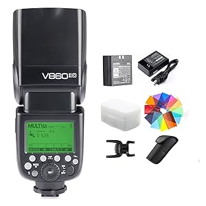  Flash de cámara Speedlite para cámaras Canon EOS con filtros de color y difusor (V860II-C)