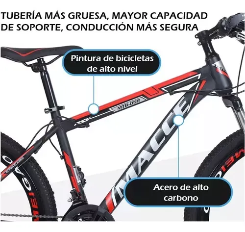 Mountain Bike Lagom Macce Mtb-058 R26 21v Bicicletas Montañas Doble Suspensión Disco Mecánico Color Negro Rojo