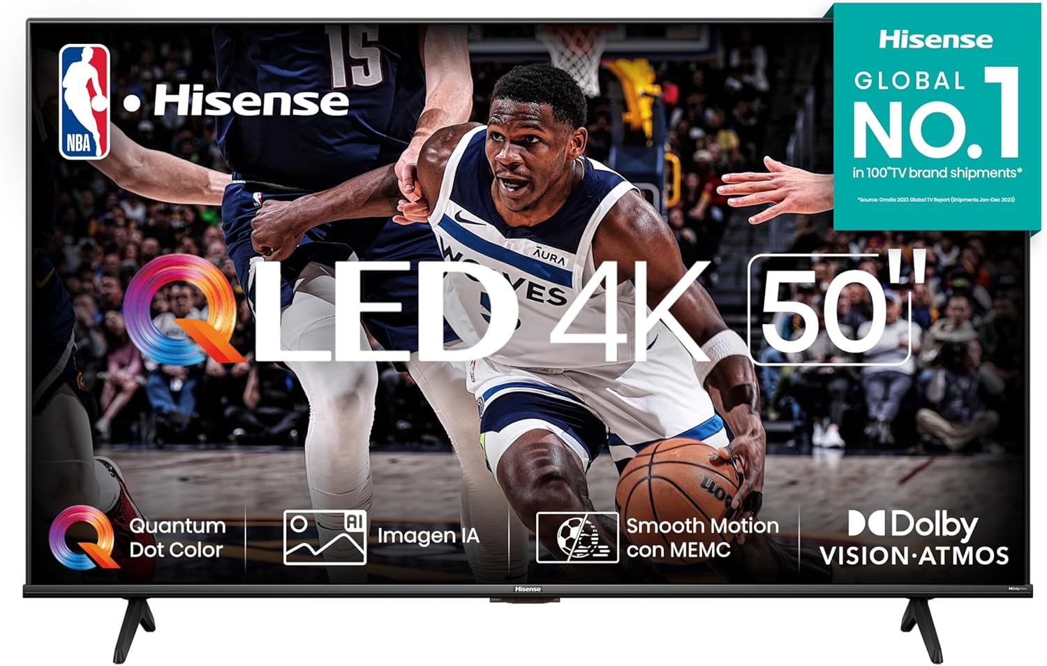 Hisense Pantalla QLED de 43" 43QD6N Google TV Works with Alexa 2024