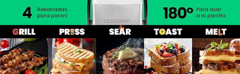 Chefman te ayuda a preparar desde deliciosos paninis hasta pollo con vegetales en esta prensa grill