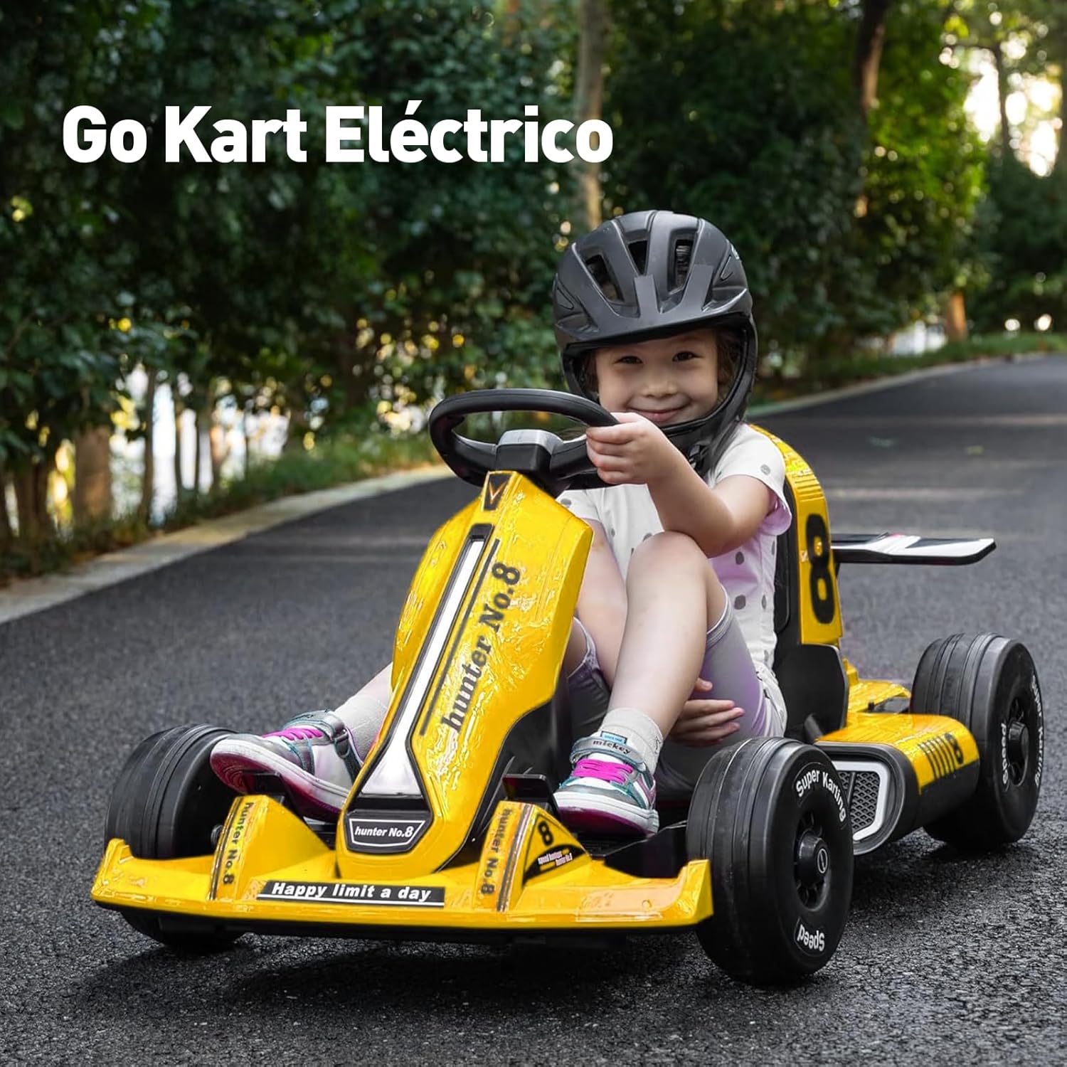 HONEYWHALE Go Kart Eléctrico para Niños con Asiento Ajustable, Modo Control Remoto, Velocidad Máxima 4km/h, Carro Electrico Niño Montable con Luz Led y Musica, Moto Electrica Infantil Niño