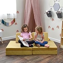 ni&ntilde;os, ni&ntilde;o, sof&aacute;, silla, sof&aacute;, fingir, jugar, sala de juegos, edificio, bloques, juguetes, escalada, ni&ntilde;as