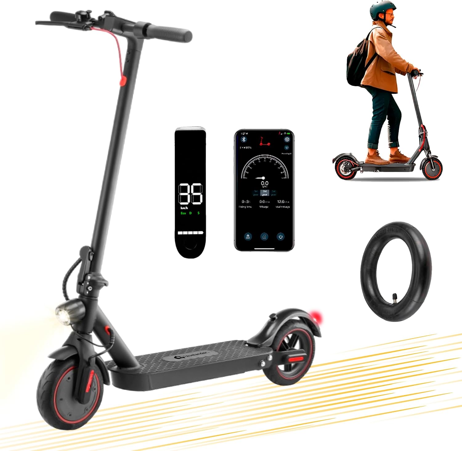 Bluelander Scooter E9 MAX Eléctrico Plegable para Adultos, Velocidad 35 km/h, Autonomía 40-45 km, Motor Sin Escobillas 960W, Scooter Adulto, Control por App Bluetooth, Scooter