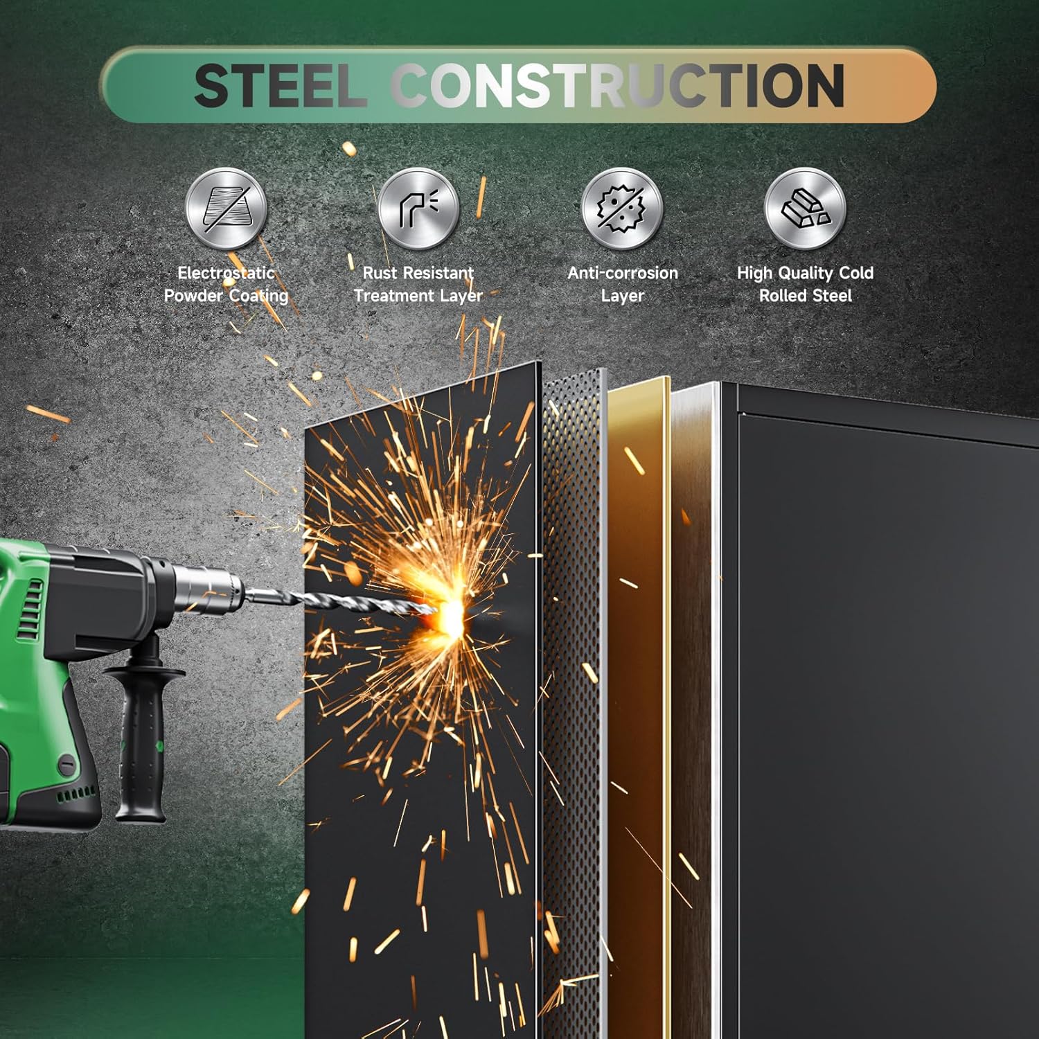 Letaya - Armarios de almacenamiento de metal con puerta de cerradura, armarios de acero, 5 estantes ajustables para el hogar, oficina, almacén (blanco)