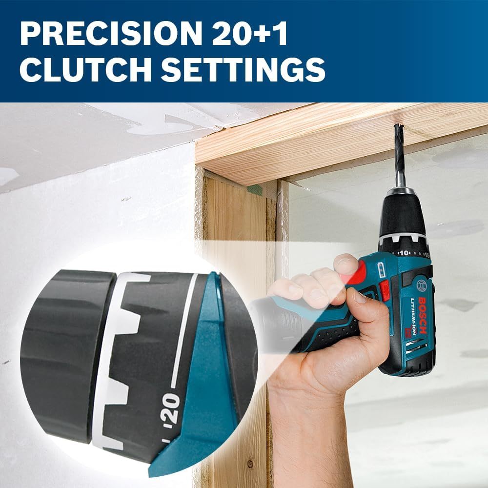 Bosch CLPK22-120 Kit combinado de 2 herramientas de 12 V máx. con Taladro/Atornillador de 3/8", Atornillador de impacto y (2) baterías de 2.0 Ah