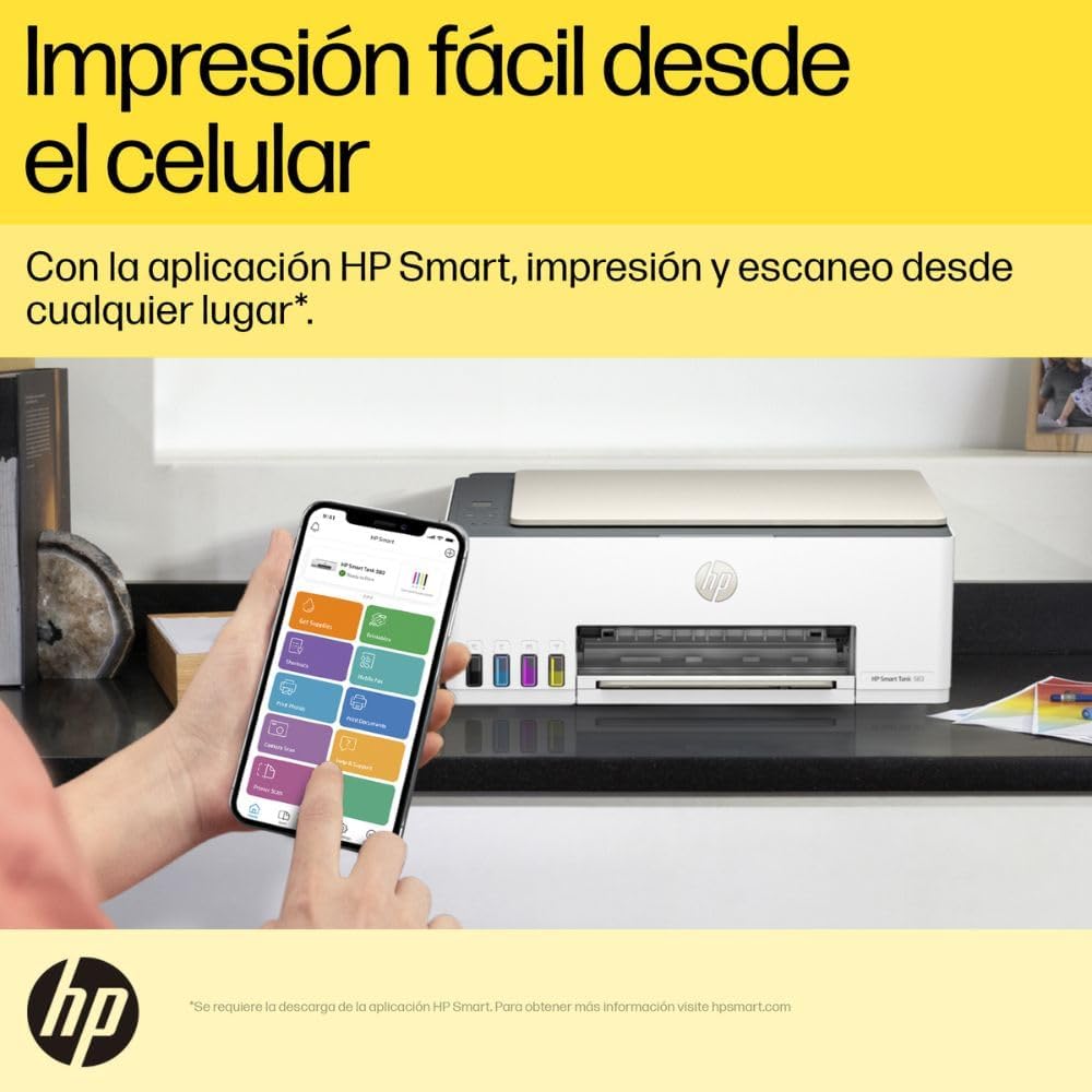 HP Impresora Multifuncional Smart Tank 585, Tinta Continua, Color, Wi-Fi, Dúplex (Doble Cara) Manual, Impresión Desde Smart App, hasta 2 años de Garantía* (1F3Y4A)