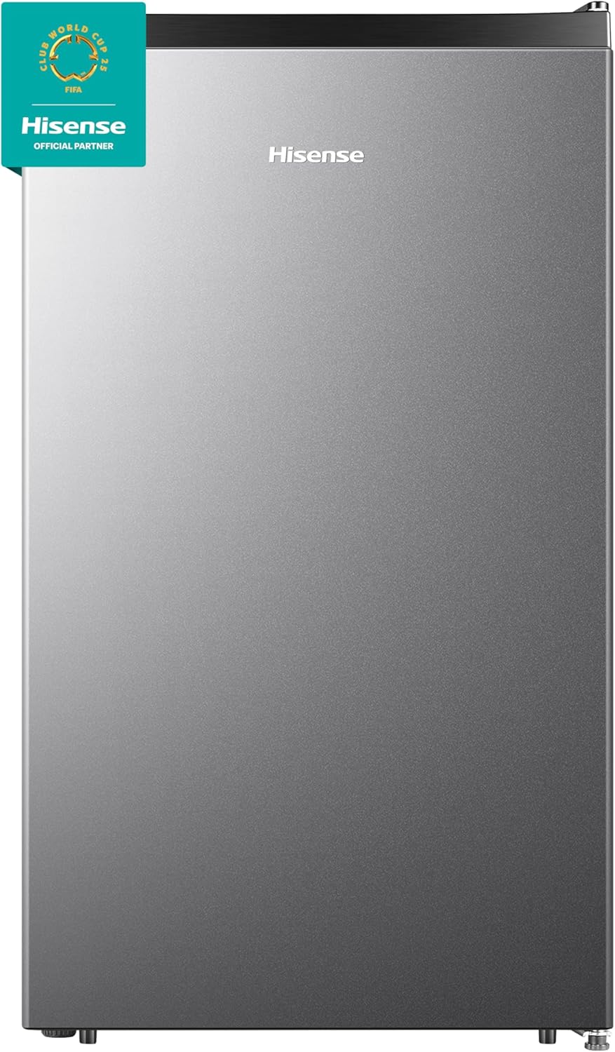 Hisense RR33D6AGX1- Frigobar,3.3 pies cúbicos,Termostato ajustable,Congelador independiente,Estantes para botellas de 2 litros,48x45x84cm(AnchoxLargoxAlto),Gris