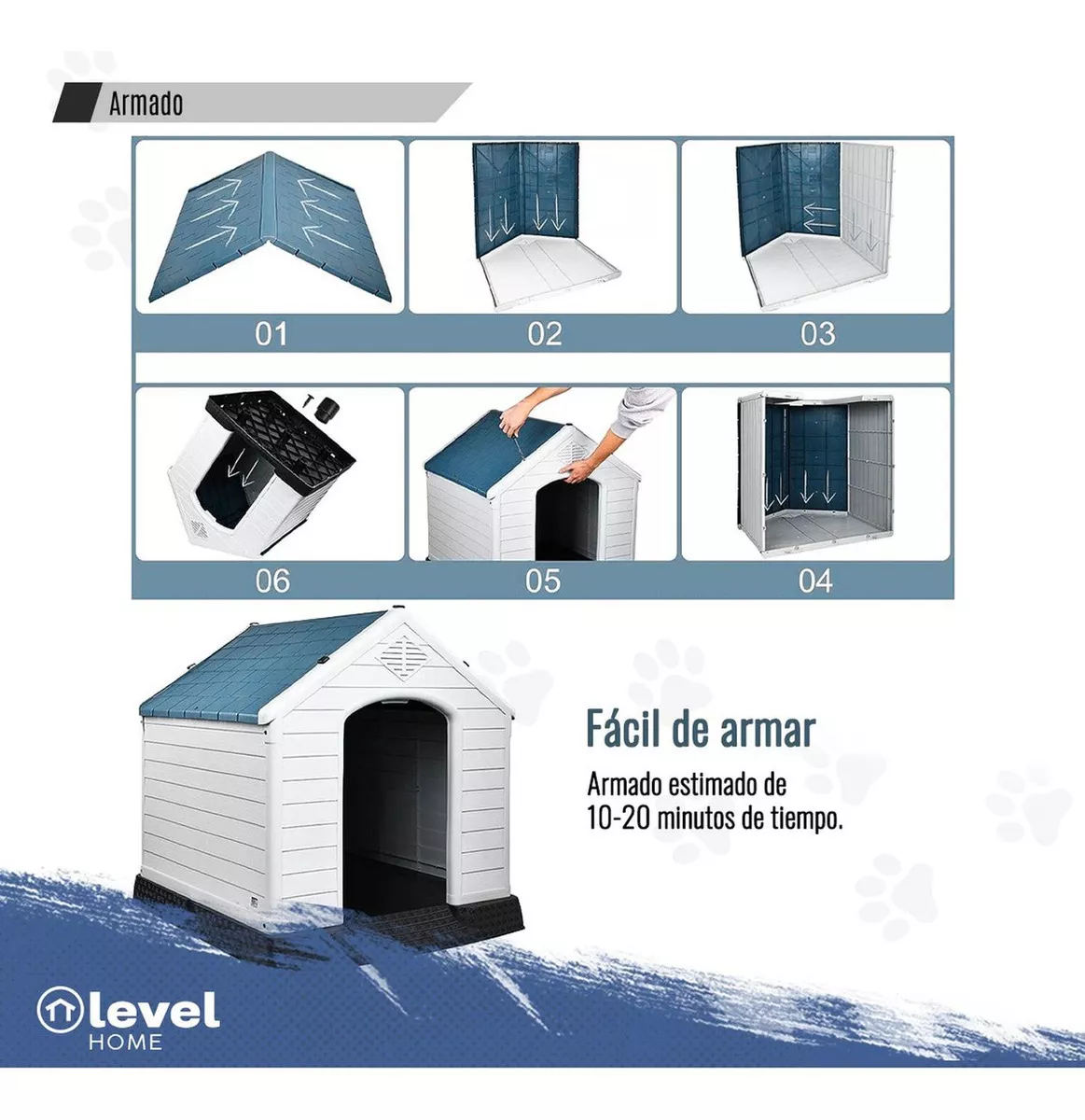 Casa De Plástico Exterior Térmica Raza Grande 97cm Color Azul