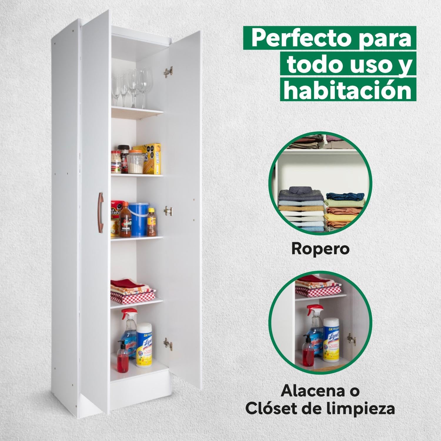 Kingshouse | Ropero De 6 Puertas con 2 Cajones – Color Café – Barra para Colgar – Estructura MDP – Mueble Organizador De Ropa – Armario para Casa, Recámara y Hogar