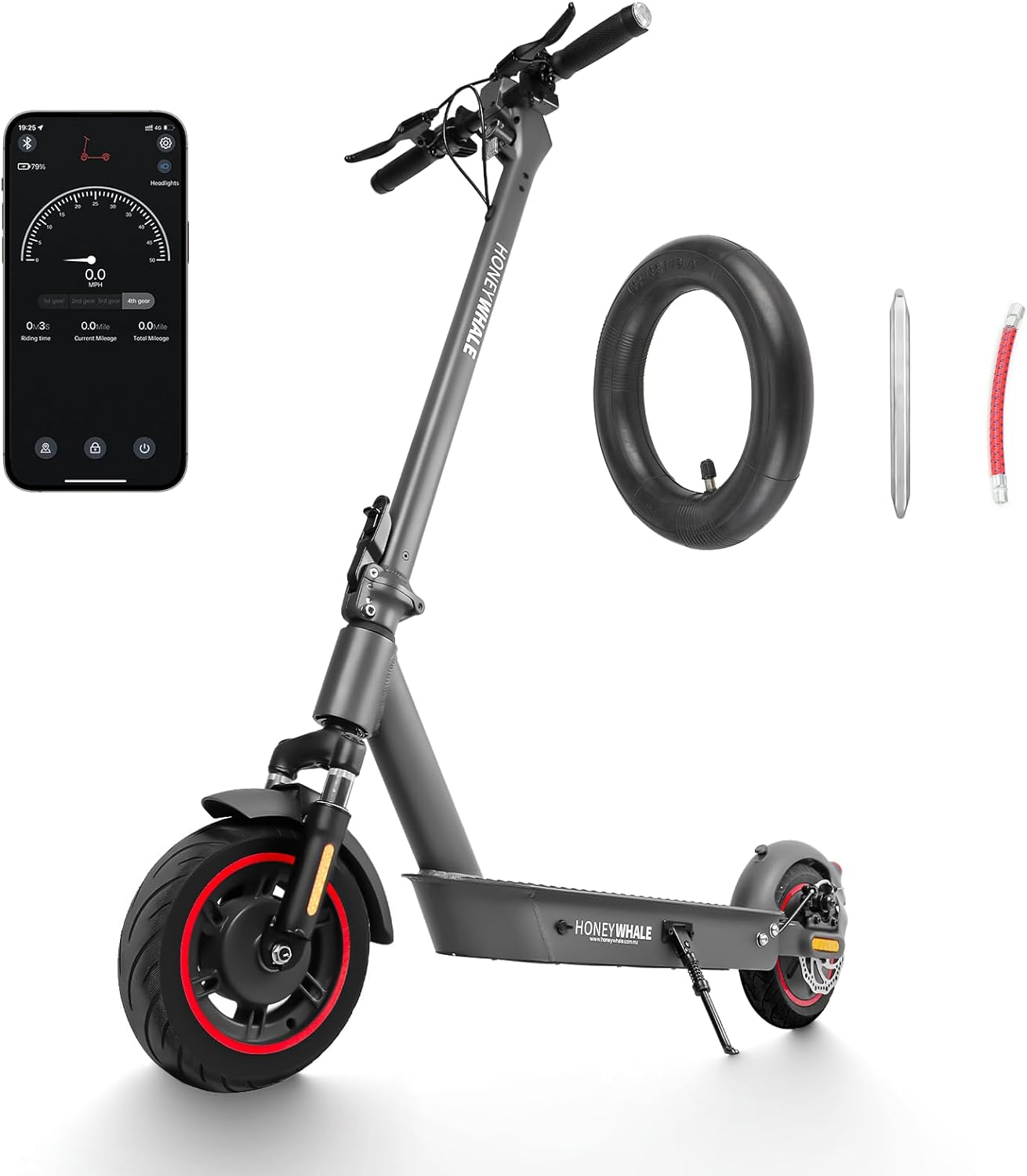 HONEYWHALE E9 MAXS Scooter Eléctrico Plegable para Adultos, Patin electrico con Motor de hasta 650W, Velocidad Máxima de 32KM/H, Autonomía Máxima 40KM, Batería (36V, 15AH)