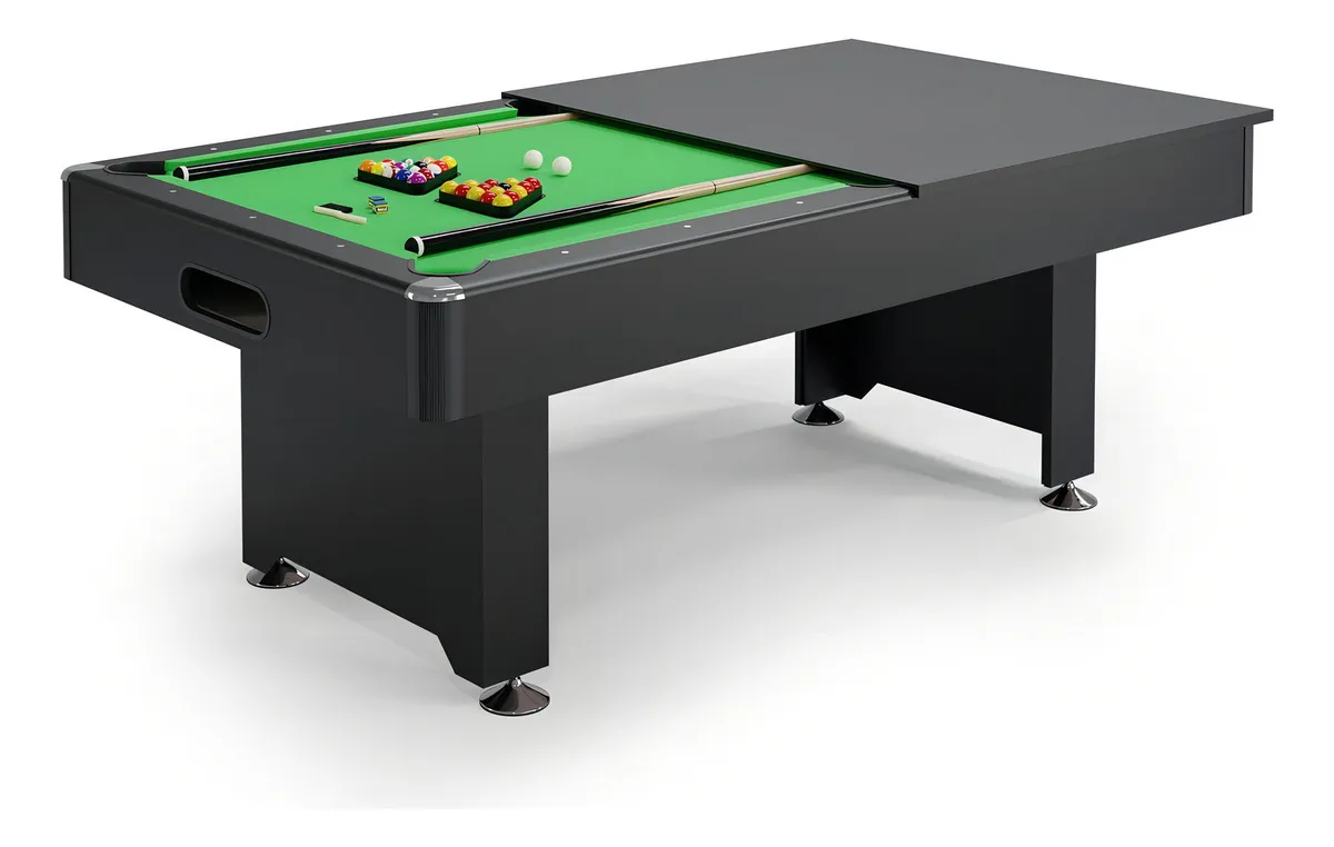 Mesa Billar Convertible Con Comedor Pool Americano De Lujo Paño Verde