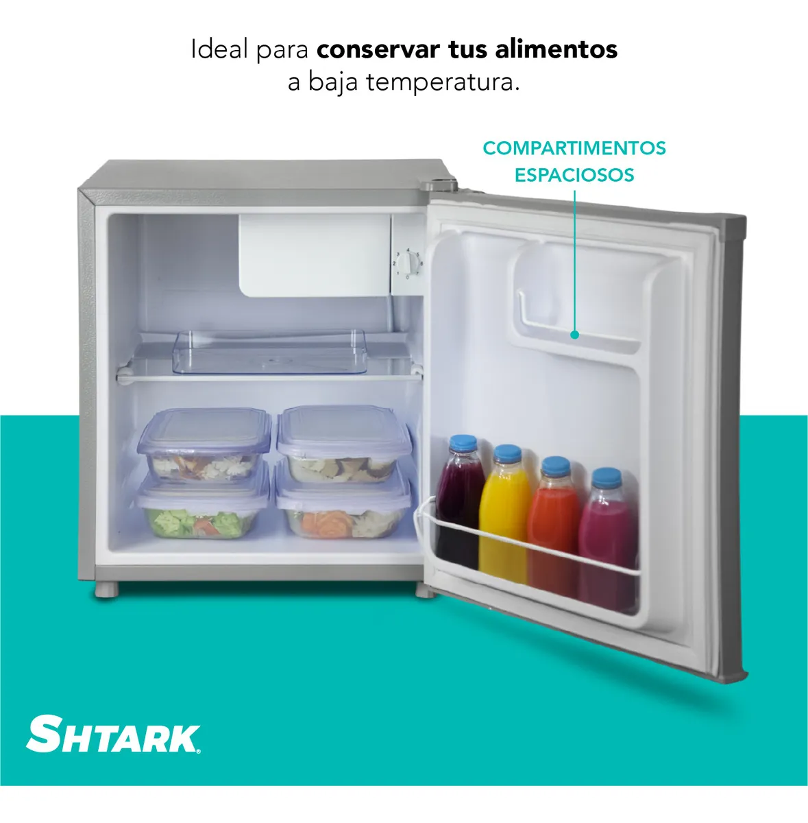 Frigobar Mini 1.6 Pies 46l Refrigerador Congelador Compacto Color Plateado