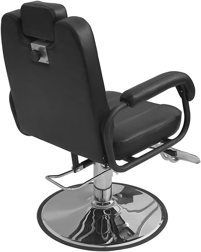 Raganet, Silla Hidráulica y Reclinable para Peluquerías, Salones, Barberías y Spas, Cuero Sintético Color Negro, Sillón Giratorio 360º, Medidas: 90cm Largo X 57cm Ancho X 105cm Alto