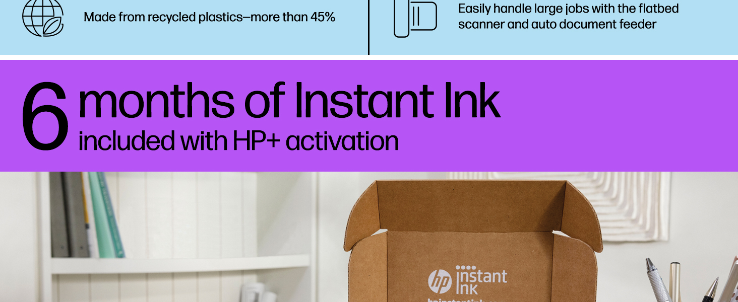 Sistema de impresi&oacute;n inteligente hp+ Instant Ink ofrece cartucho entrega reciclaje impresi&oacute;n inal&aacute;mbrica