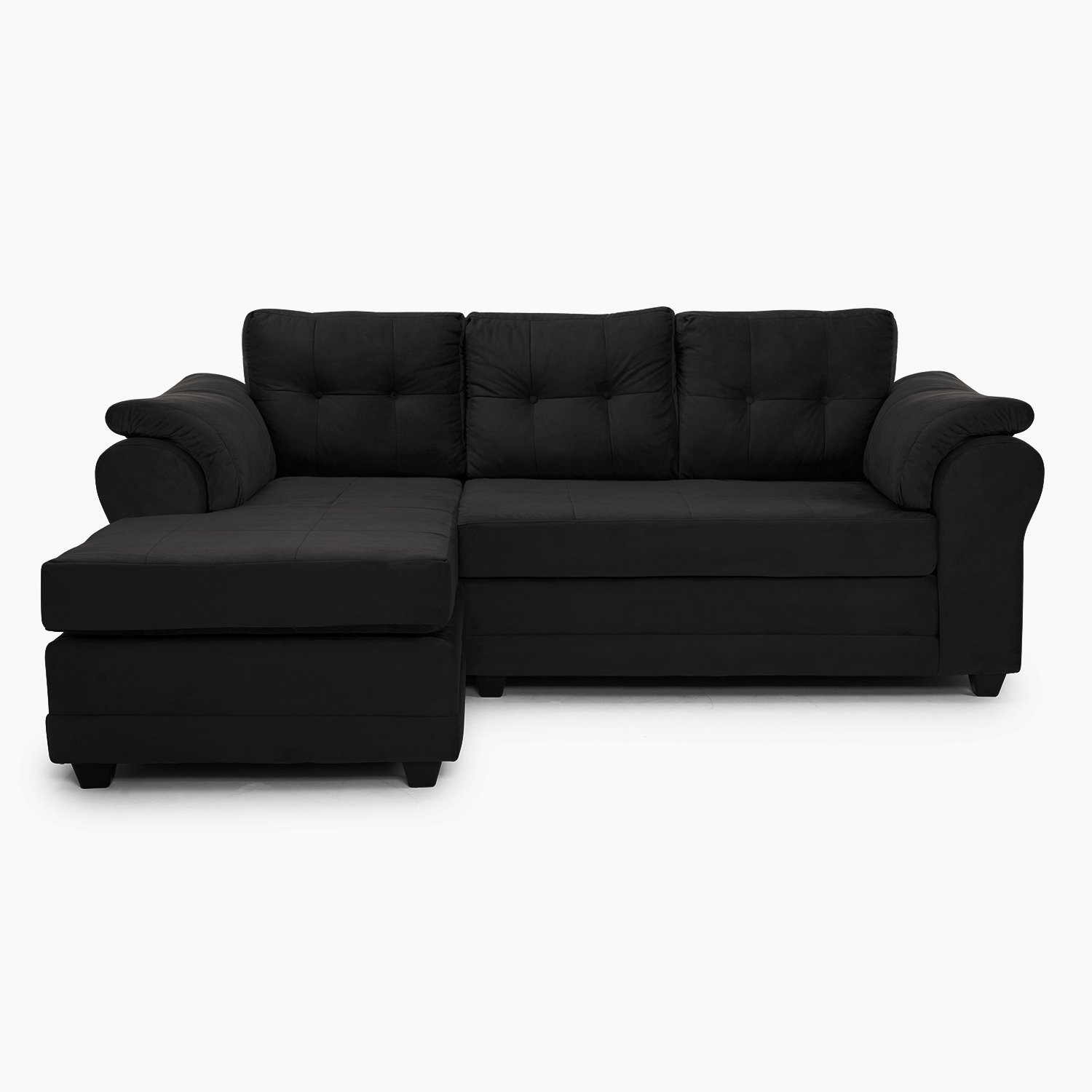 Sofá Seccional Intercambiable Queen Felpa Negro