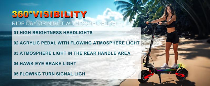 Electric scooter, 40 miles of range, 28 miles per hour, 1200W maximum motor, 11-inch pneumatic tires, LED screen design, double suspension, maximum load capacity 330 pounds, adult commuting electric scooter