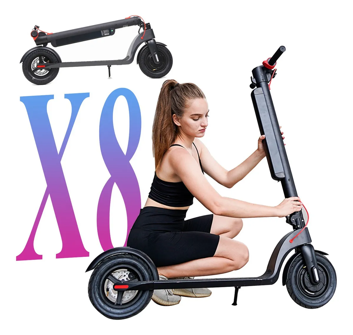 Quanna Hx-x8 scooter eléctrico patín plegable para adultos motor max hasta 350w velocidad máxima 25km/h batería 10ah autonomía 30-40km